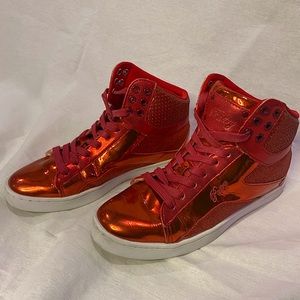 glitter red high top women’s pastry shoes